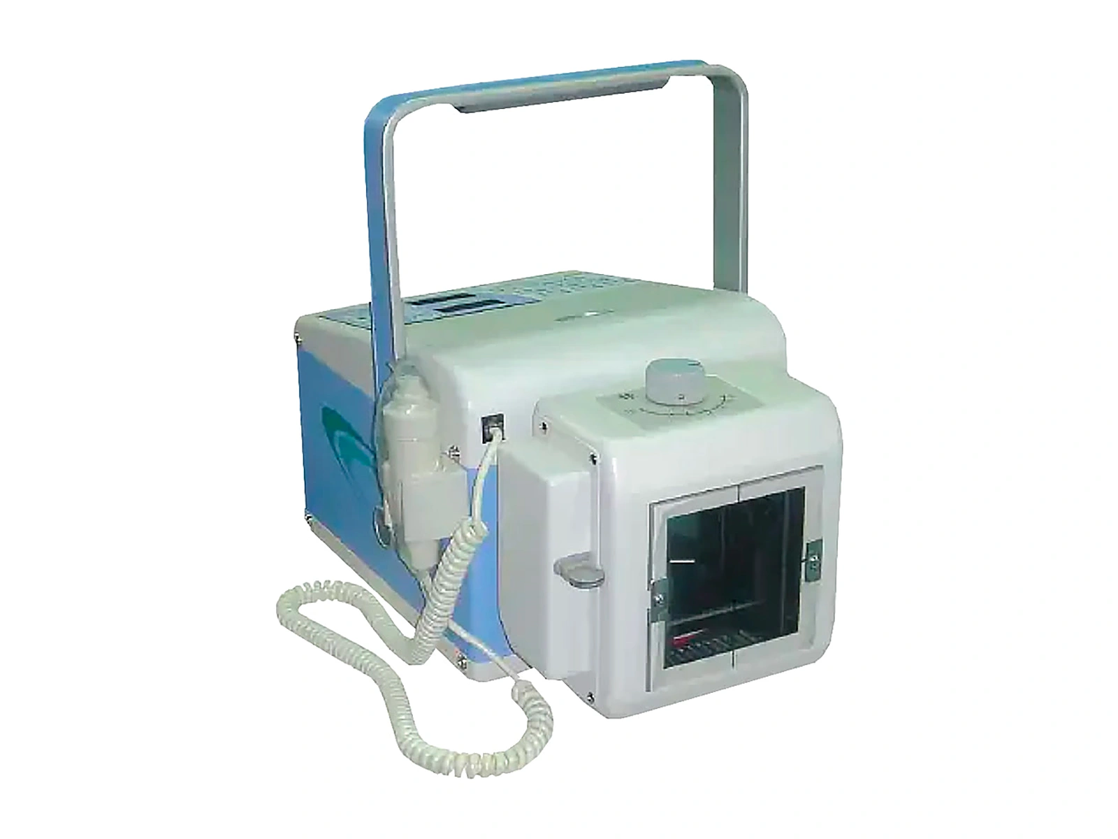 Generador portátil de rayos X POSKOM PXP-40HF con asa de transporte y colimador frontal