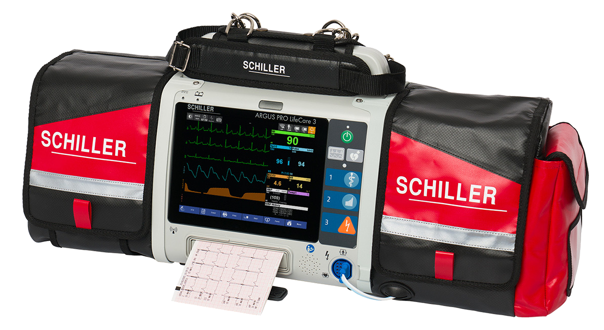 Monitor desfibrilador SCHILLER ARGUS PRO LifeCare 3 con bolsa de transporte