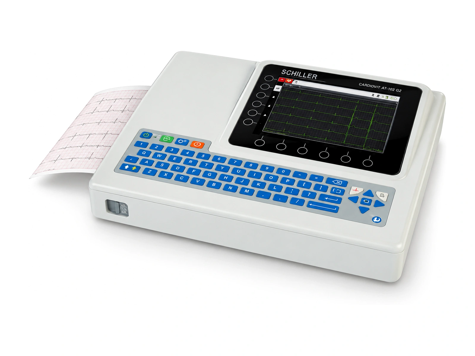 Electrocardiógrafo SCHILLER CARDIOVIT AT-102 G2 con teclado y pantalla a color