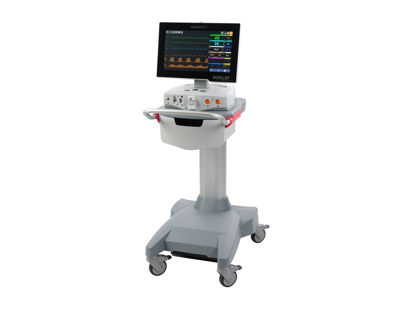 Monitor multiparamétrico SCHILLER MAGLIFE RT-1 sobre carro para uso en resonancia magnética